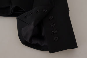 Black Slim Fit Long Sleeves Snap Jacket