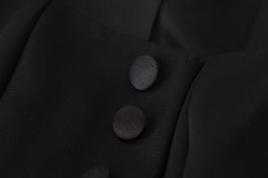 Black Slim Fit Long Sleeves Snap Jacket