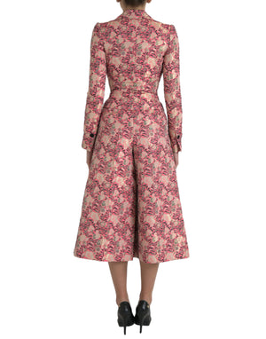 Pink Floral Jacquard Slim Fit 2 Piece Suit