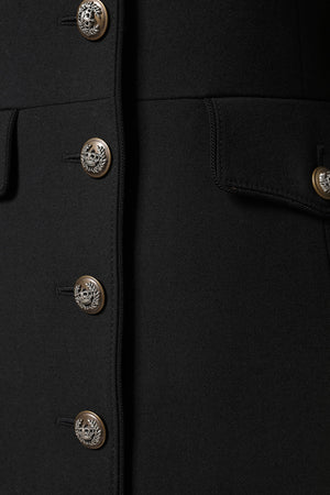 Black Wool Single Breasted Trench Coat Jacket