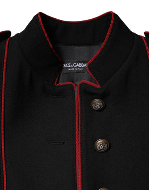 Black Wool Single Breasted Trench Coat Jacket