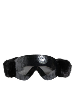 Black Bi0759 Lace Mirrored Ski Goggles Mask Sunglasses