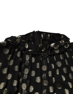 Black Gold Polka Dot Silk Brocade Mini Dress
