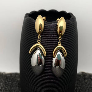 Two-Tone Sculpted Petal Drop Earrings