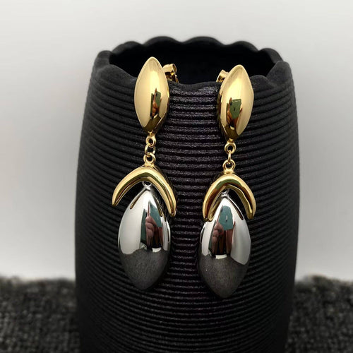 Two-Tone Sculpted Petal Drop Earrings