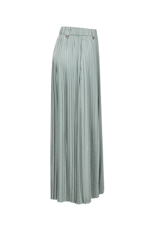 Pleated Wide Leg Pants With Knit Waist Band