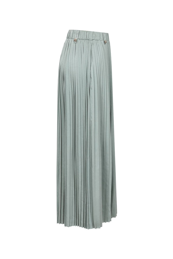Pleated Wide Leg Pants With Knit Waist Band