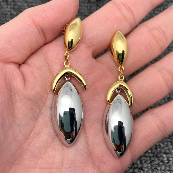 Two-Tone Sculpted Petal Drop Earrings
