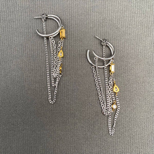 Two-Tone Crystal Cascade Chain Earrings