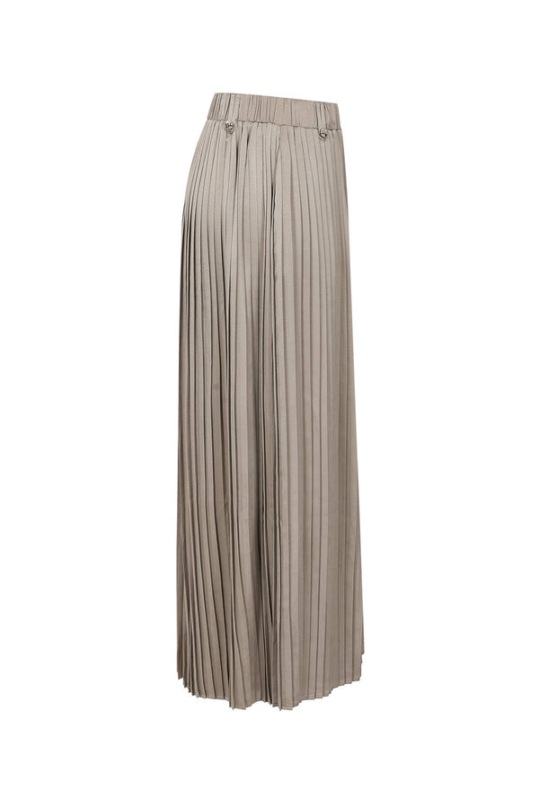 Pleated Wide Leg Pants With Knit Waist Band