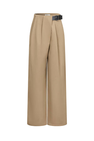 Belted Tailored Wide-Leg Trousers