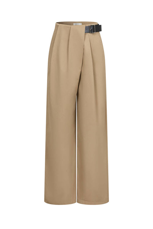 Belted Tailored Wide-Leg Trousers