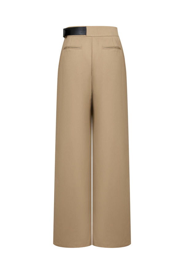 Belted Tailored Wide-Leg Trousers