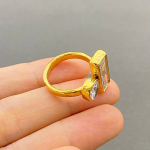 Golden Duo Crystal Open Ring