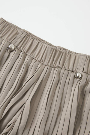 Pleated Wide Leg Pants With Knit Waist Band