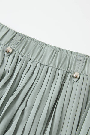 Pleated Wide Leg Pants With Knit Waist Band