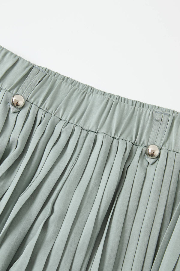 Pleated Wide Leg Pants With Knit Waist Band