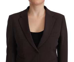 Brown Long Sleeve Single Breasted Women Jacket Blazer