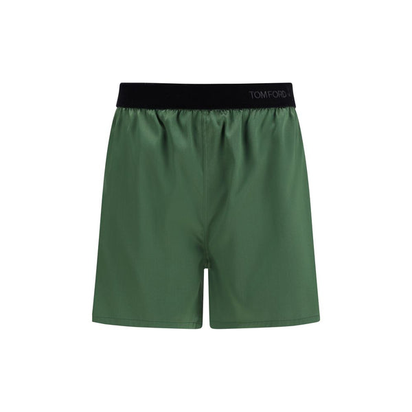 Bicolor Silk Bermuda Shorts