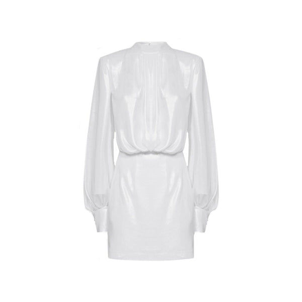 White Polyester Casual Dress