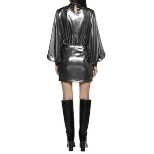 Silver Polyester Cocktail Dress