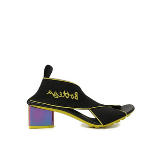 Black Fabric Platform Sandals
