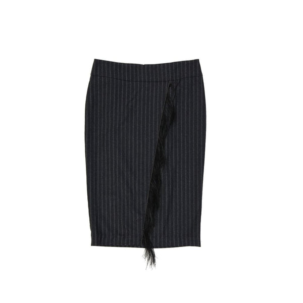 Gray Virgin Wool Long Skirt