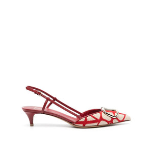 Multicolor Leather Mid Heel Pumps