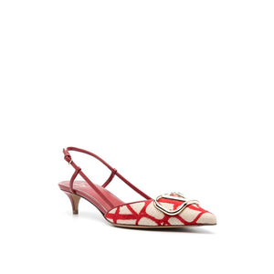 Multicolor Leather Mid Heel Pumps