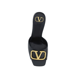 Black Calfskin Platform Sandals