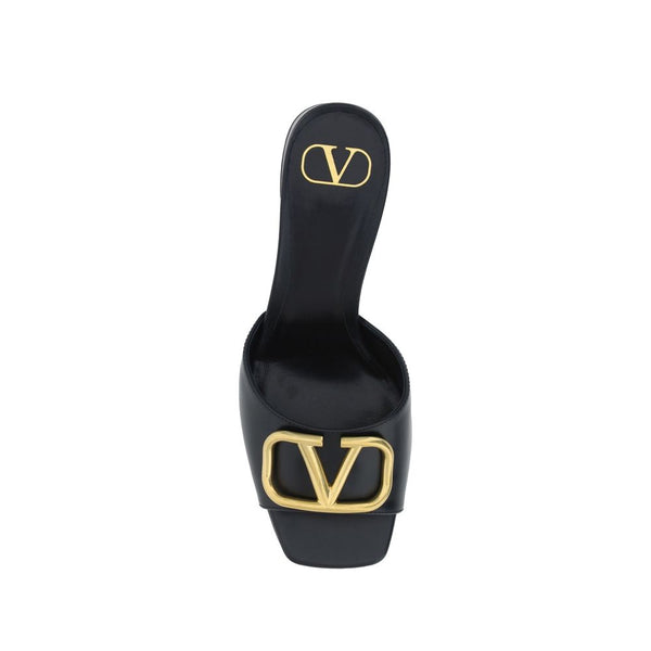 Black Calfskin Platform Sandals