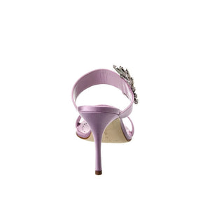 Purple Silk Stiletto Heel Sandals