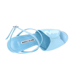 Blue Calfskin Stiletto Heel Sandals