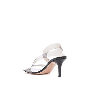 Black Rubber Stiletto Heel Sandals