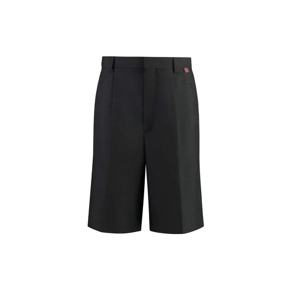 Black Polyester Bermuda Shorts