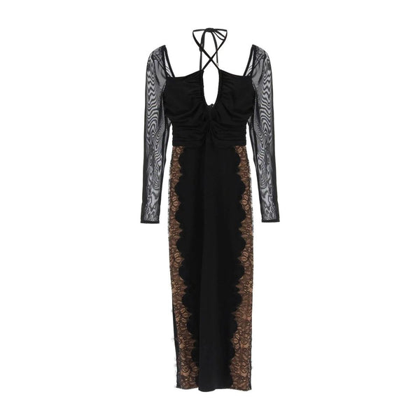 Black Polyester Cocktail Dress