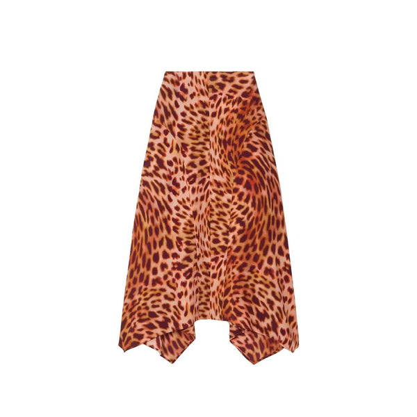 Orange Silk Midi Skirt