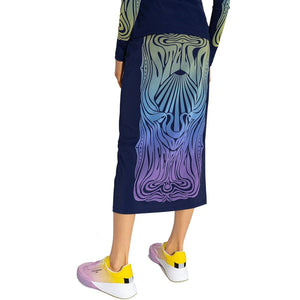 Blue Polyamide Midi Skirt
