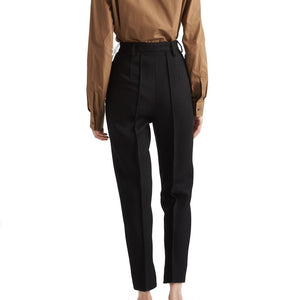 Black Virgin Wool Casual Pants