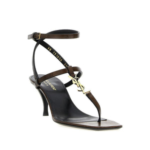 Brown Calfskin Stiletto Heel Sandals
