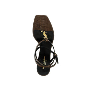 Brown Calfskin Stiletto Heel Sandals