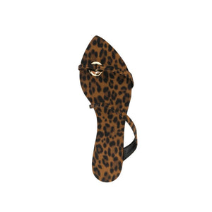 Brown Fabric Flat Sandals