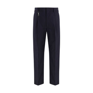 Blue Cotton Casual Pants