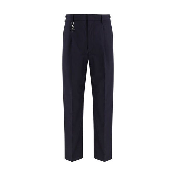 Blue Cotton Casual Pants