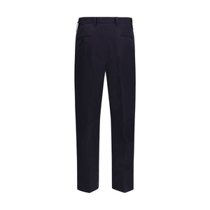 Blue Cotton Casual Pants