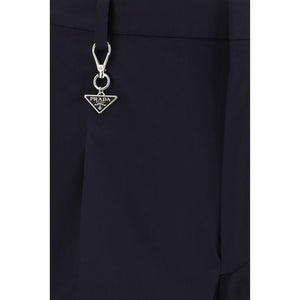 Blue Cotton Casual Pants