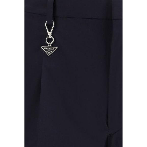 Blue Cotton Casual Pants