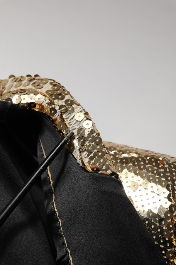 Gold Sequined Double Breasted Jacket Blazer