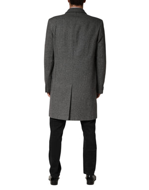 Gray Single Breasted Men Trench Coat Jacket