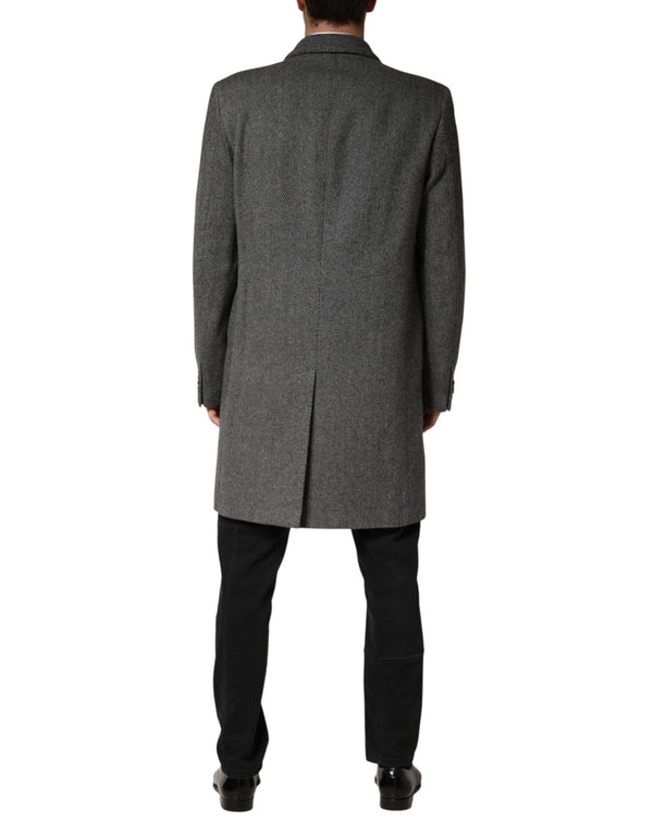 Gray Single Breasted Men Trench Coat Jacket